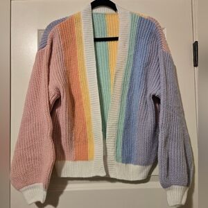 Colorful Striped Women's Cardigan Sweater, Size M, NWOT
